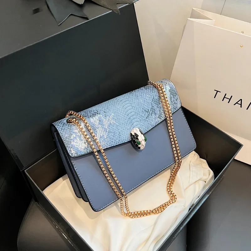 العصرية نمط التمساح طبقة مزدوجة غطاء الوجه Crossbody حقيبة مربعة صغيرة المرأة المألوف سلسلة حزام حقيبة يد