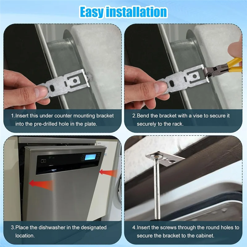 2 pces suporte de fixação de montagem da máquina de lavar louça, wd01x27759 bancada de quartzo instalar Clips-A58E