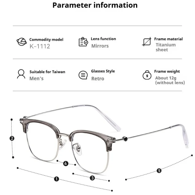 Gafas de negocios Retro ultraligeras semisin montura para hombres y mujeres, Gafas de titanio para leer, Gafas graduadas para miopía, Gafas ópticas
