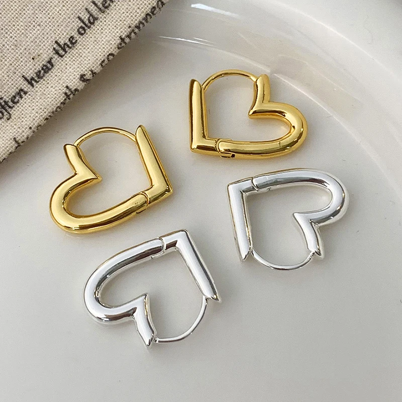 PONYKISS тибетское серебро 18 К позолоченные минималистичные серьги-кольца в форме сердца для женщин милые модные ювелирные изделия легкие роскошные аксессуары