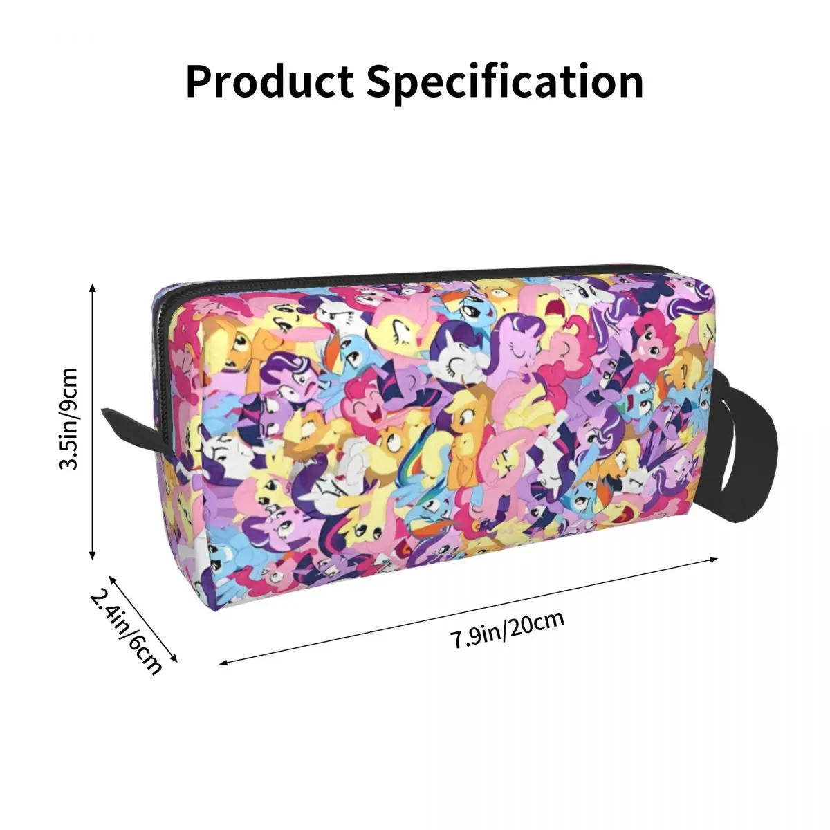 My Little Pony Mane Seven Mess Makeup Bag Pouch Cosmetic Bag Travel Toiletry Small Makeup Pouch Storage Bag Large Capacity