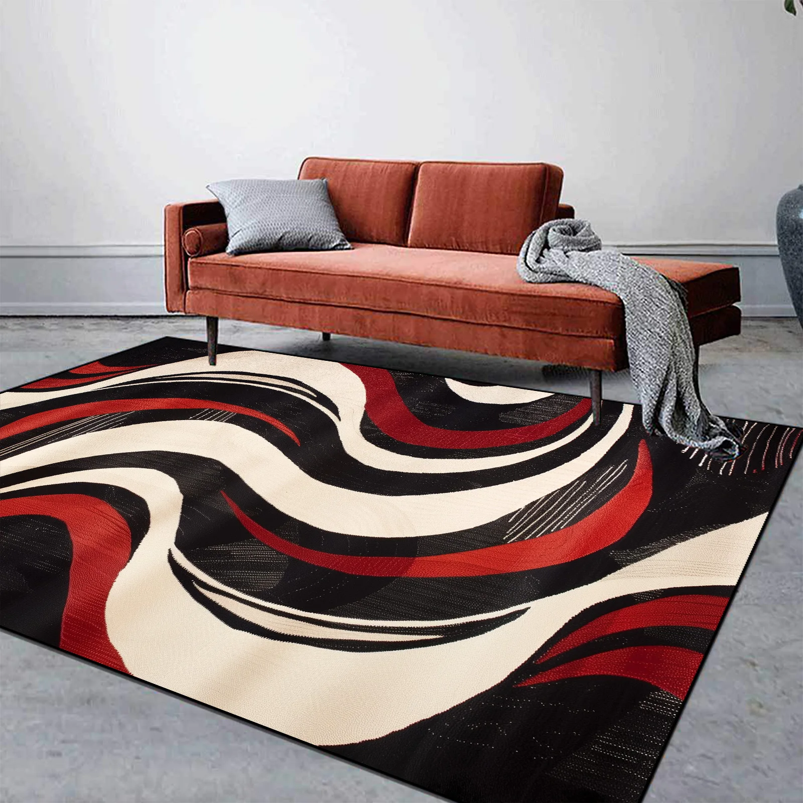 

Nordic Abstract Red Carpet Living Room Large Area Geometric Sofa Coffee Table Area Rug for Bedroom Decor Home Non-slip Floor Mat