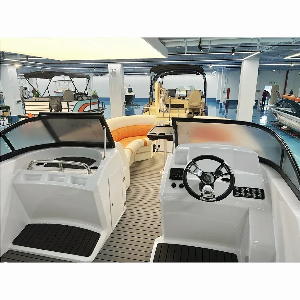 Factory Custom 22ft to 27ft Fiberglass Aluminum Party Sport Yacht Pontoon Boat for Ocean Waters