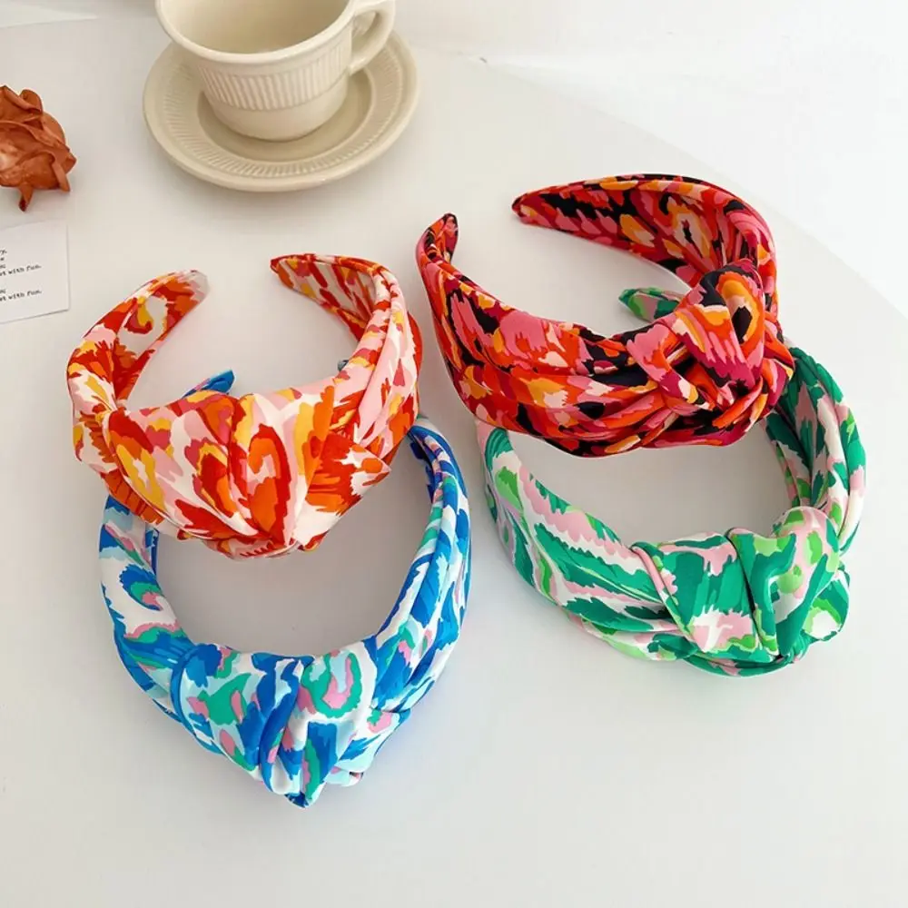 

Fashion Satin Tiedye Hairband Flower Big Knot Headband Hair Hoop Women