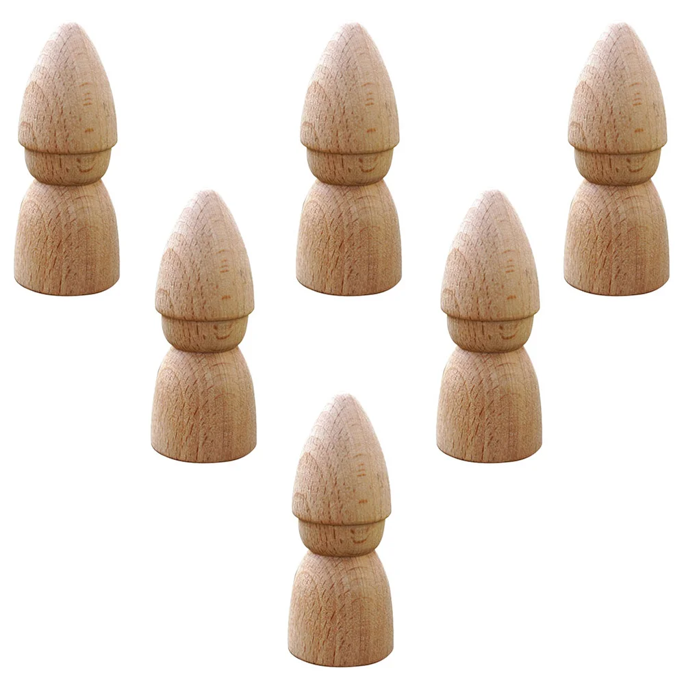 Puppet White Embryo Wooden Peg People Graffiti Dolls Pegs Kids Unfinished DIY