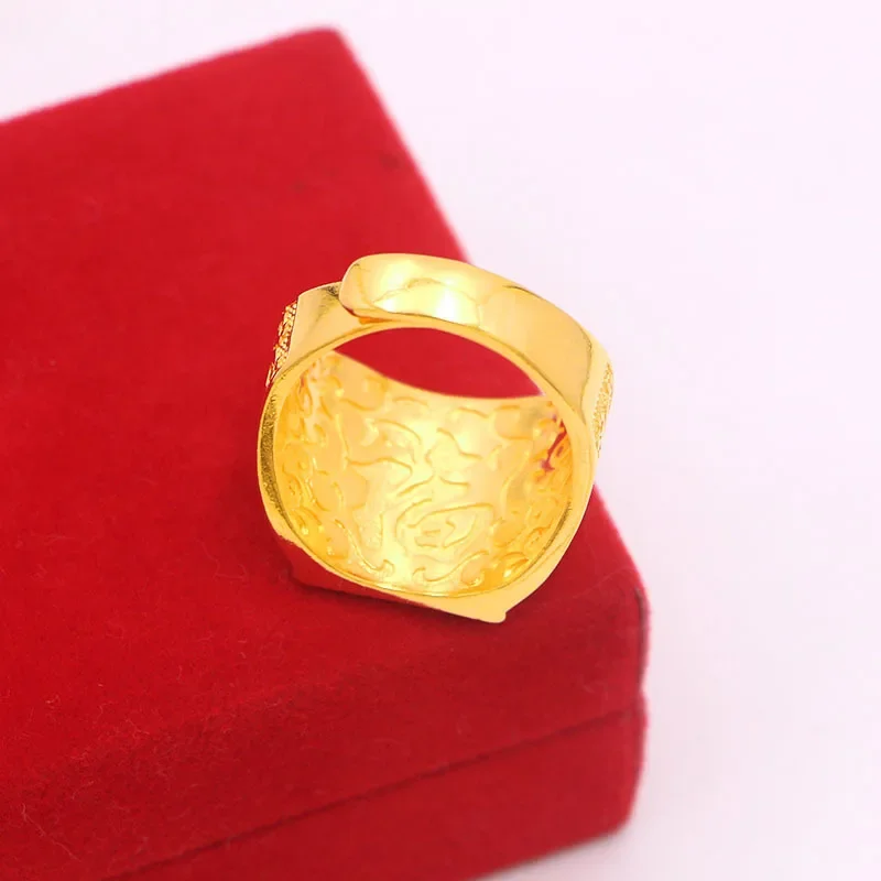 VivoGoldLuxury design New 9999 24K real gold ring men's domineering and prosperous open ring Give a gift to your boyfriend