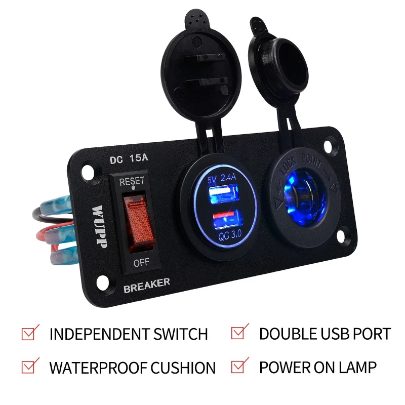 Dropship 3 in 1 Cigarette Socket Quick 12 USB Outlet Panel Prewired