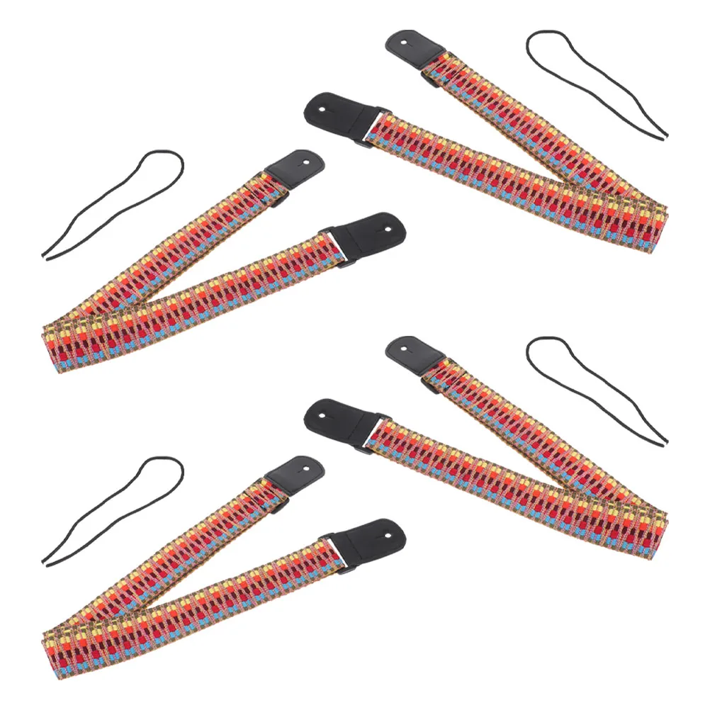 

4pcs Braided Guitar Shoulder Straps Woven Ukulele Belt Bohemian Style Adjustable Comfortable Durable Versatile Use For Banjo