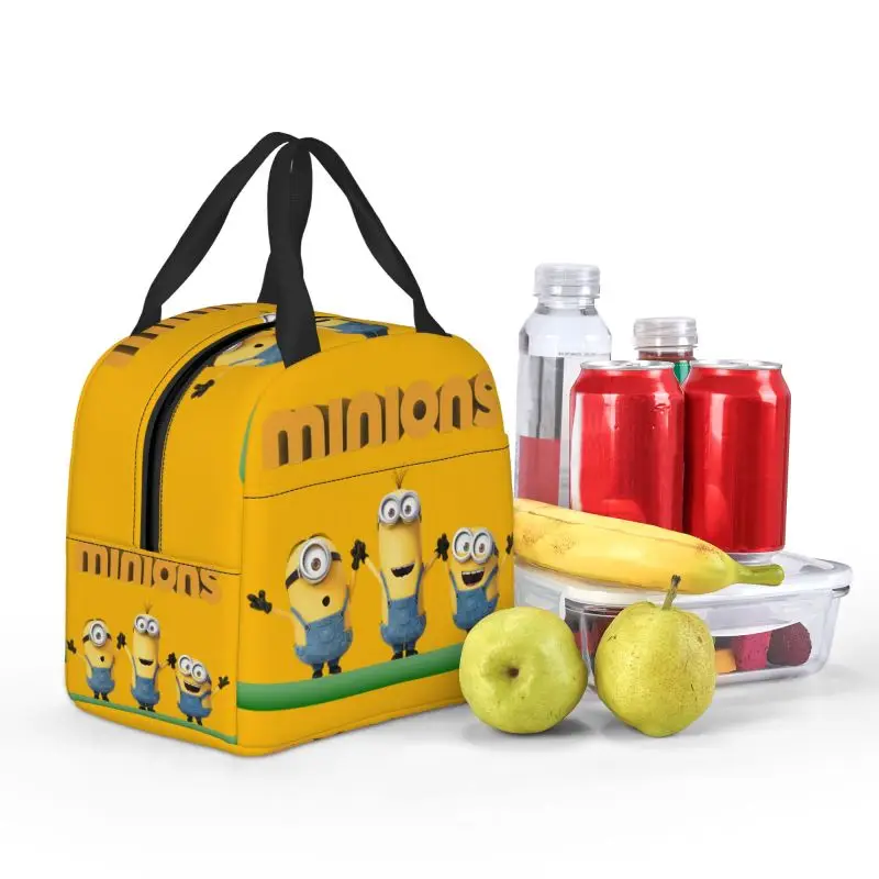 Custom Minions Cartoon Lunch Bag Men Women Cooler Thermal Insulated Lunch Box for Kids School Children