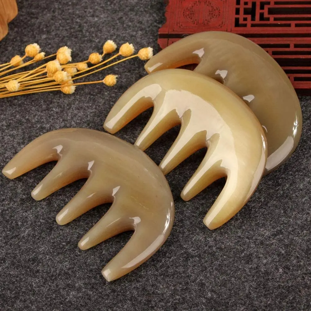 Natural Horn Comb Yak Horn Natural Anti-Hair Loss Wide Tooth Comb Men and Women Curly Hair Home Head Meridian Massage Comb