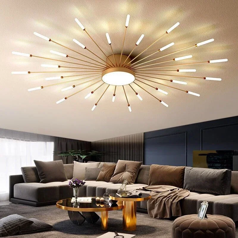 lampada led gold fireworks teto lustre para sala de estar jantar quarto casa interior decoracao lustre full star luxo 01