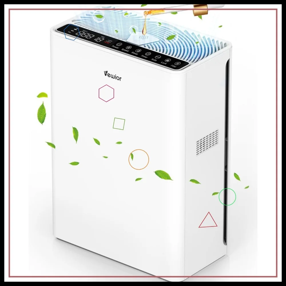 

Large Room Air Purifier for 2200 sqft, H13 HEPA Filter with Fragrance Sponge, Timer, 15dB Quiet for Pets Smoke Pollen