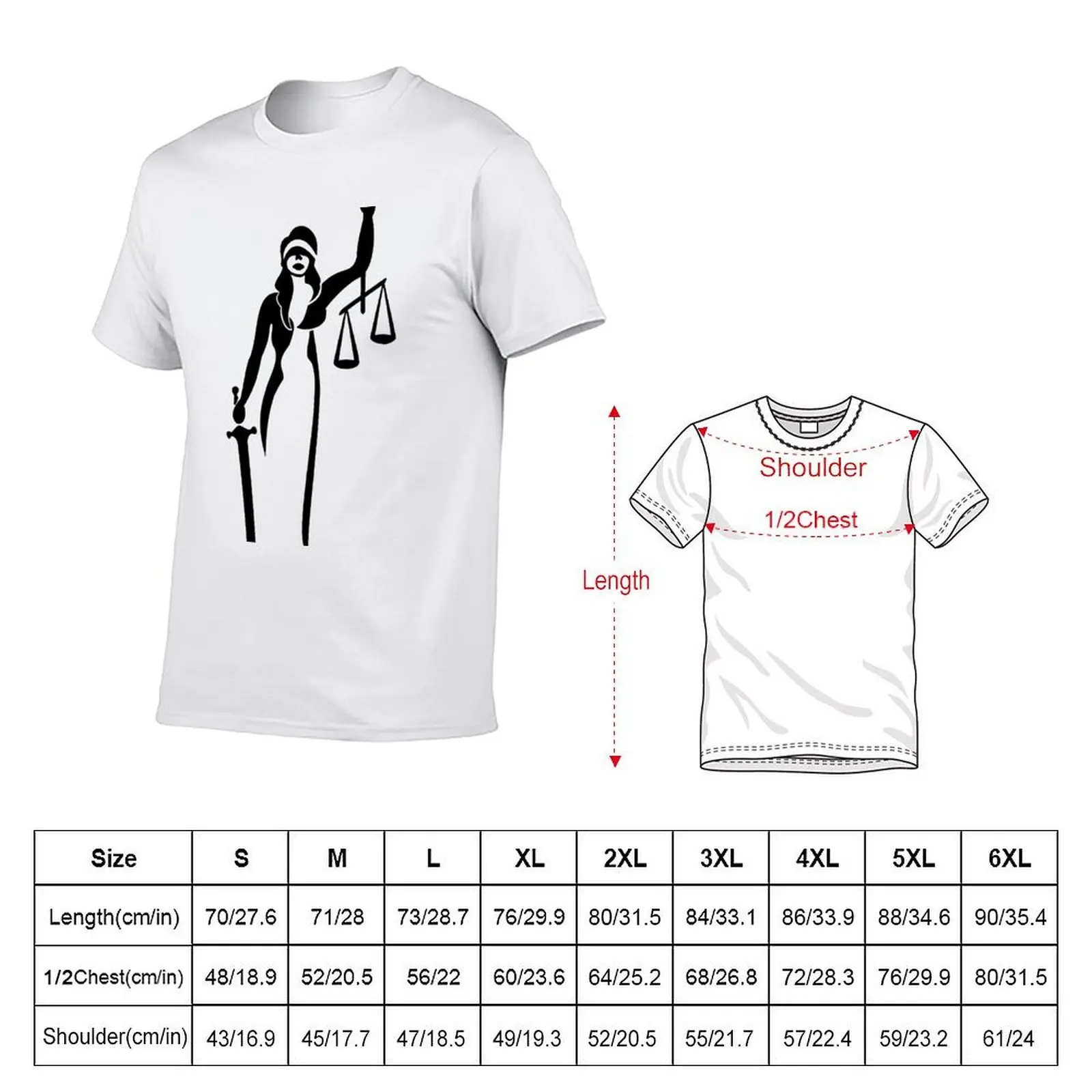 Lady Justice T-Shirt man t shirts graphic man t shirt cotton T-Shirt