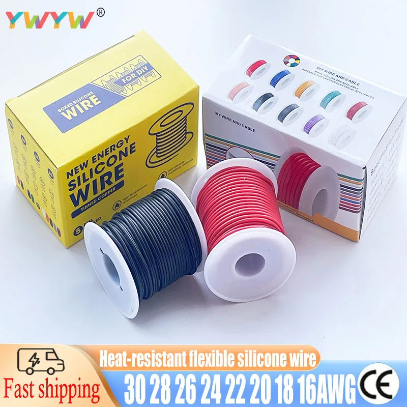 

Super Soft Heat Resistant Silicone Wire 30/28/26/24/22/20/18/16/14/12AWG Stranded Cable Electrical Tinned Copper