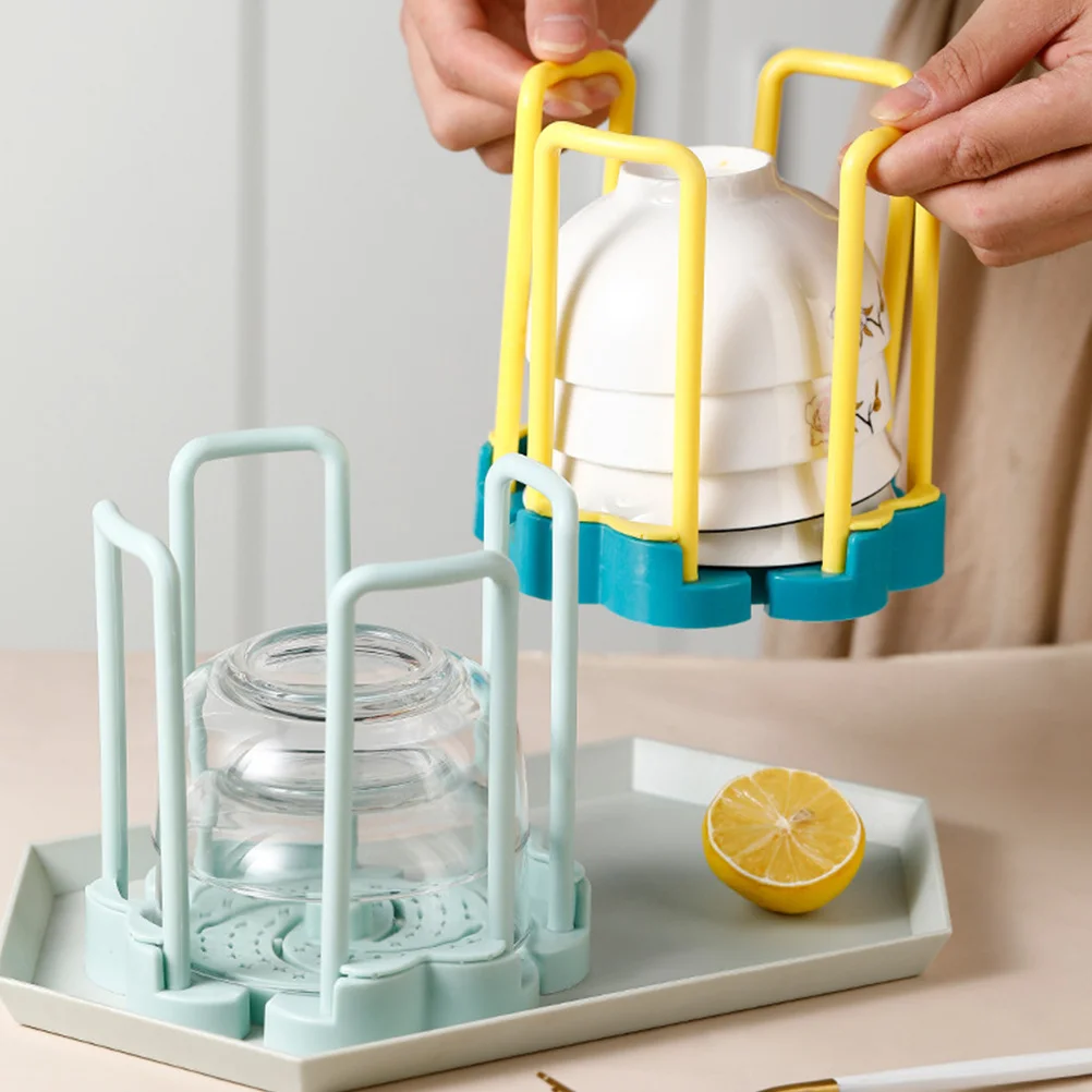 2Pcs Rotating Drain Bowls Rack Telescopic Kitchen Storage Organizer Bowl Holder Pot Lid Holder Kitchen Tableware Stand Draining