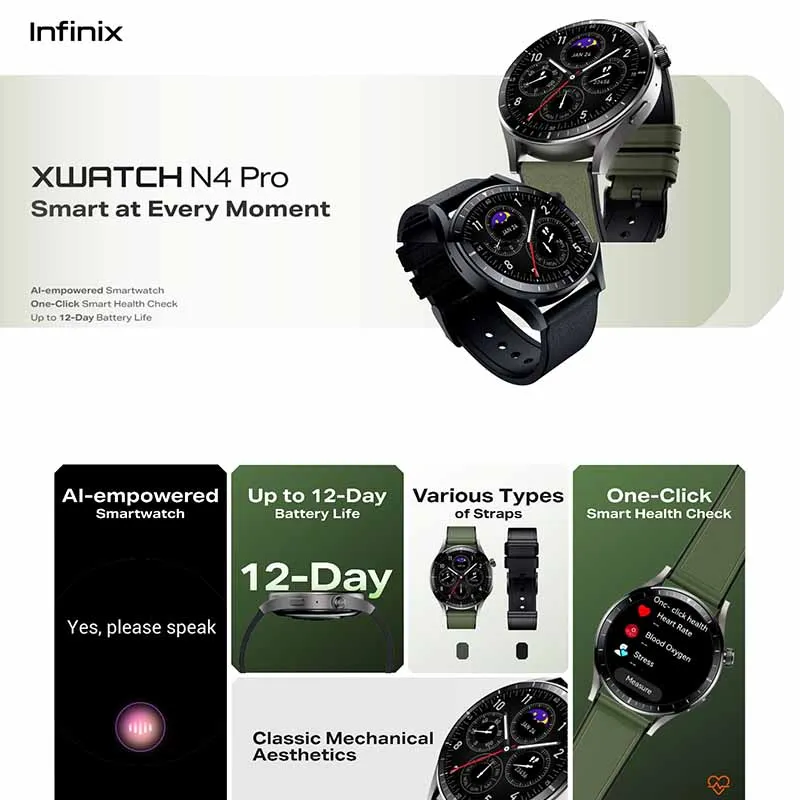 Infinix XW4E X Watch N4 Pro Fitness Tracker Watch Heart Rate Monitor Sleep Tracker Step Counter Waterproof Activity Tracker - Image 3