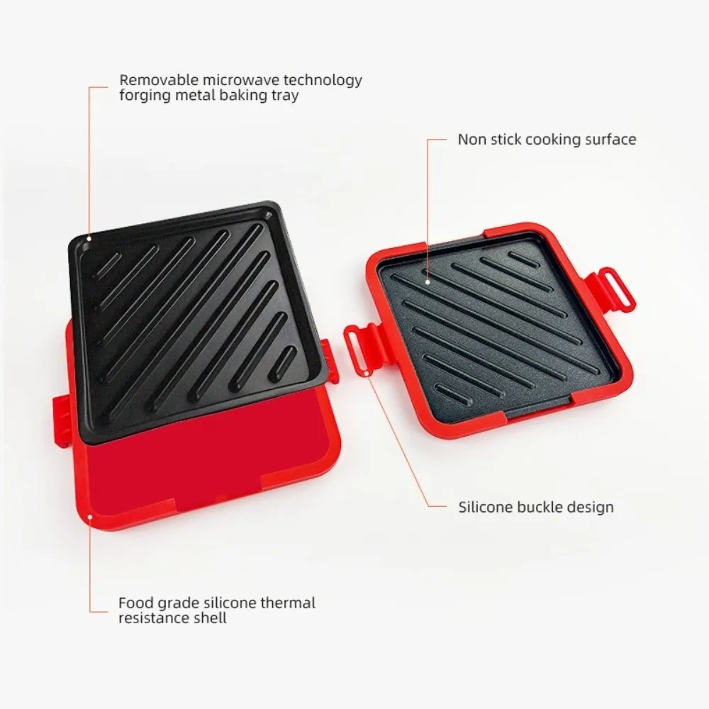 Removable Microwave Sandwich Maker Fast Heating Non Stick ‌Panini Press Grill Pan Baking Tray Double Sided Microwave Toaster