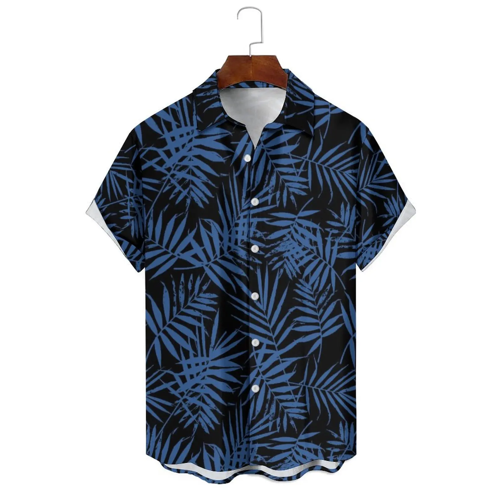 

Fashionable Men's/Women's Summer Solid Color Breathable Casual Loose Irregular Print Simple Lapel Short-Sleeved Shirt