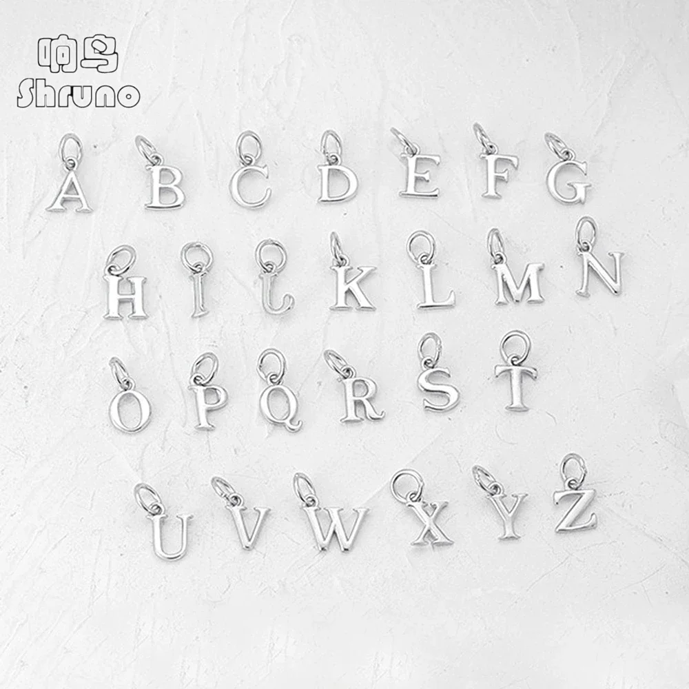 Silver 925 26 Letters Hanging Piece DIY Jewelry Accessorie Wearing Rope Hand String Item Bracelet Pendant stitch For Women Men