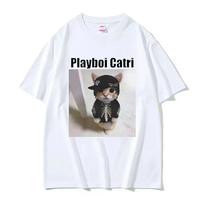 Playboi Carti Cute Cat Meme Funny Narcissist Opium Tshirt for Men Women Hip Hop Fashion T Shirt Casual Cotton Quality T-shirts