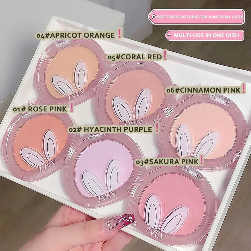 Long Ear Rabbit Monochrome Blush Palette Matte Cheeks Pink Contouring Powder Lasting Natural Nude Face Brightening Tinted