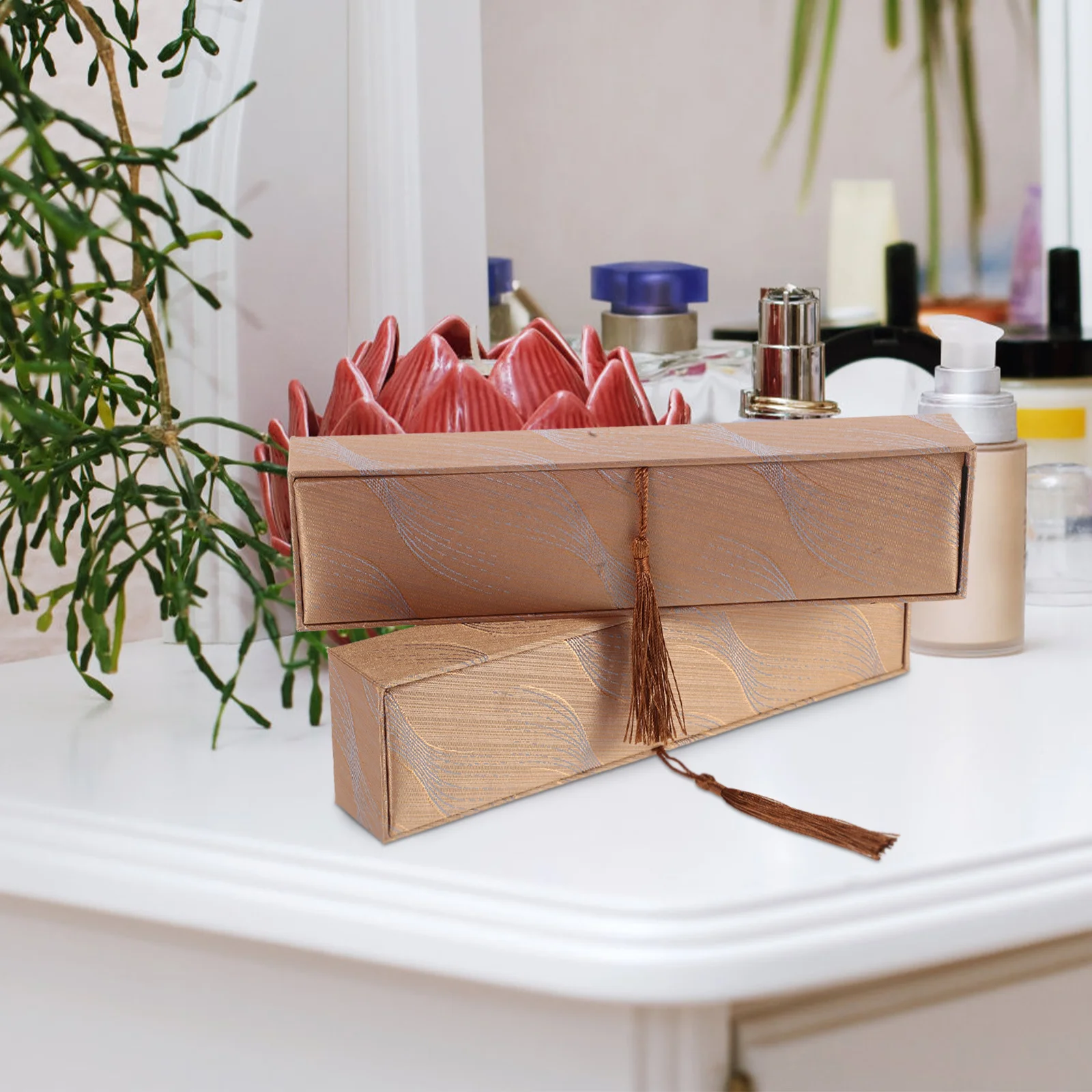 2 قطعة صندوق مجوهرات النمط الصيني شرابة تصميم خمر نمط قلادة سوار تخزين أنيقة المدمجة صندوق هدايا السفر