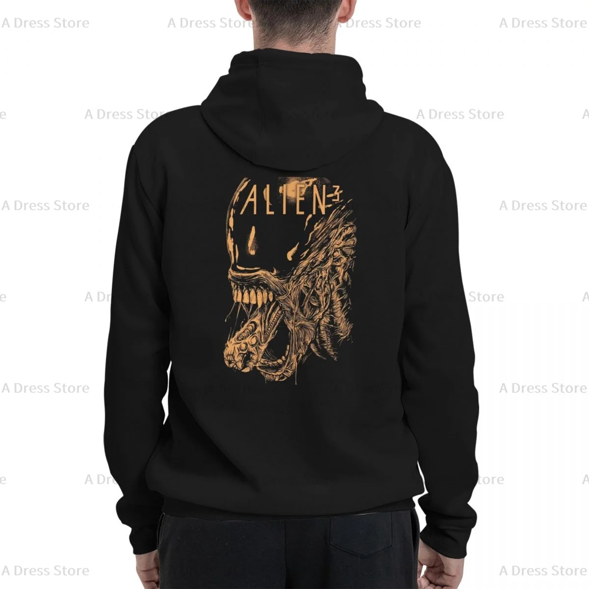 Xenomorph Essential Alien Polyester Two sided Hot stamping printing Men's Sweater,Unisex Vintage Pullover Hooded