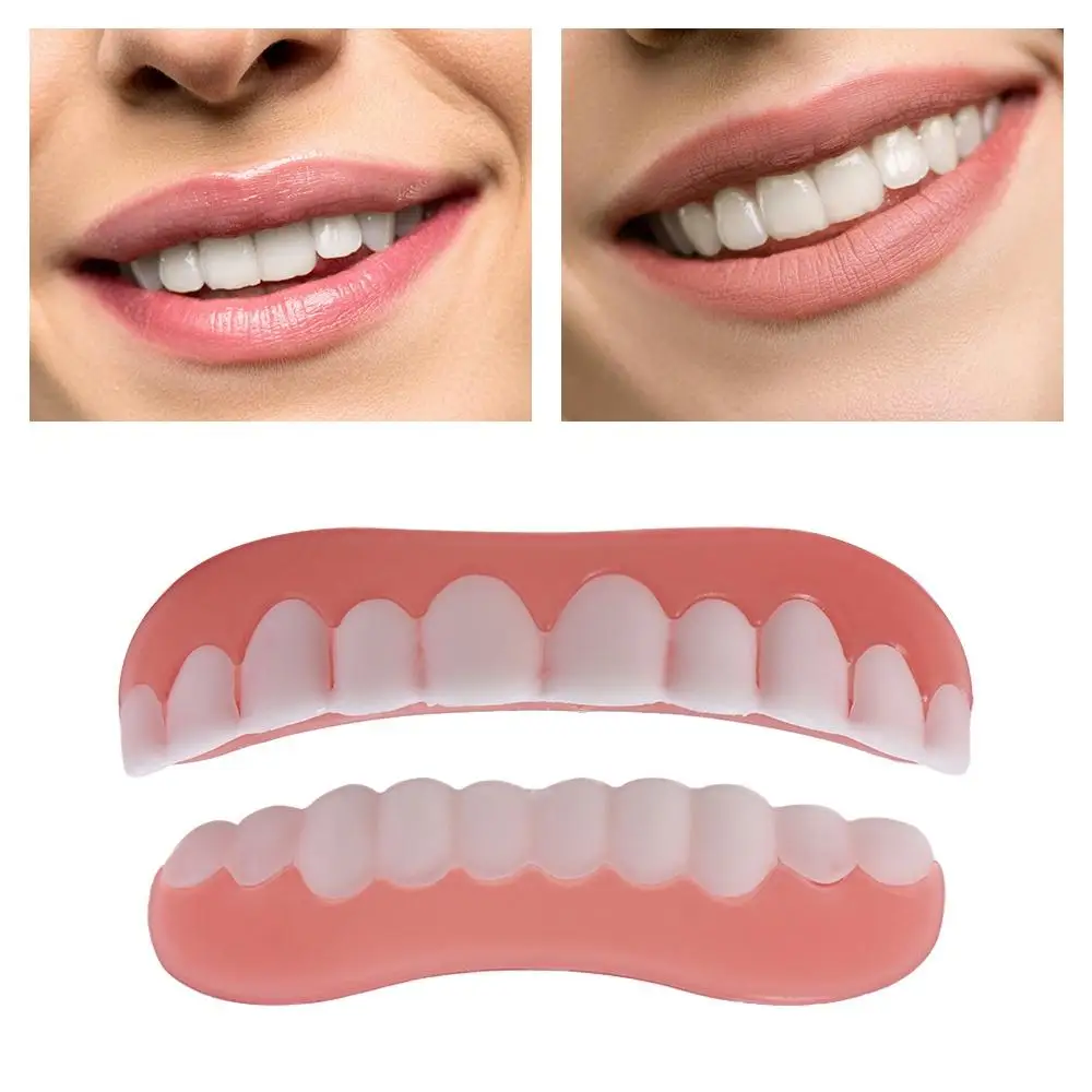 

with Filling Teeth Glue False Teeth Smile Oral Care Upper Lower Veneers Teeth Comfortable Silicone Veneer Dentures Teeth Makeup