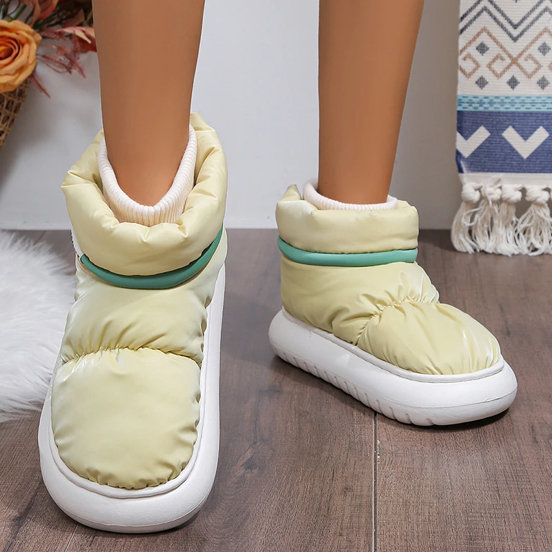 

Зимние теплые непромокаемые зимние ботинки, женские ботильоны из мягкого плюша на толстой подошве, женские повседневные туфли без шнуровки с хлопковой подкладкой, женская обувь