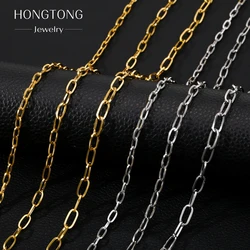 HONGTONG Fashion Gold Color Paper Clip Chain Necklace For Women Trendy Charm Stainless Steel Jewelry Accessorie Wholesale