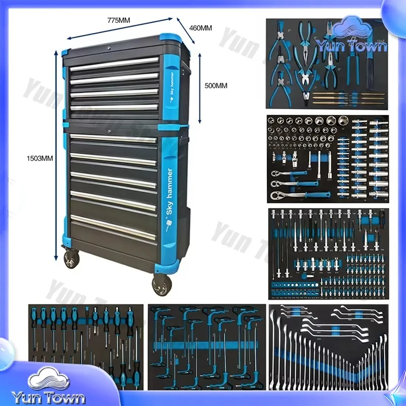 Tool Trolley with 273 pcs Tools Rolling Tool Cabinet Garage Storage Organizer for Car Repair Heavy Duty Mobile Toolbox for