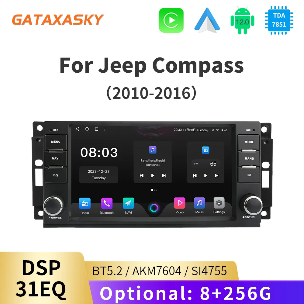 GATAXASKY Car Stereo Android Auto Radio For Chrysler 300C,Cruiser Dodge RAM,Magnum Jeep Grand Cherokee,Compass,Commander,Patriot