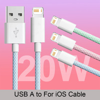 20W USB A to L Color Cable For iPhone 14 13 12 11 Pro XS Max XR XS X SE 8 7 Plus PD Fast Charge Type C Braid Cables Accessories
