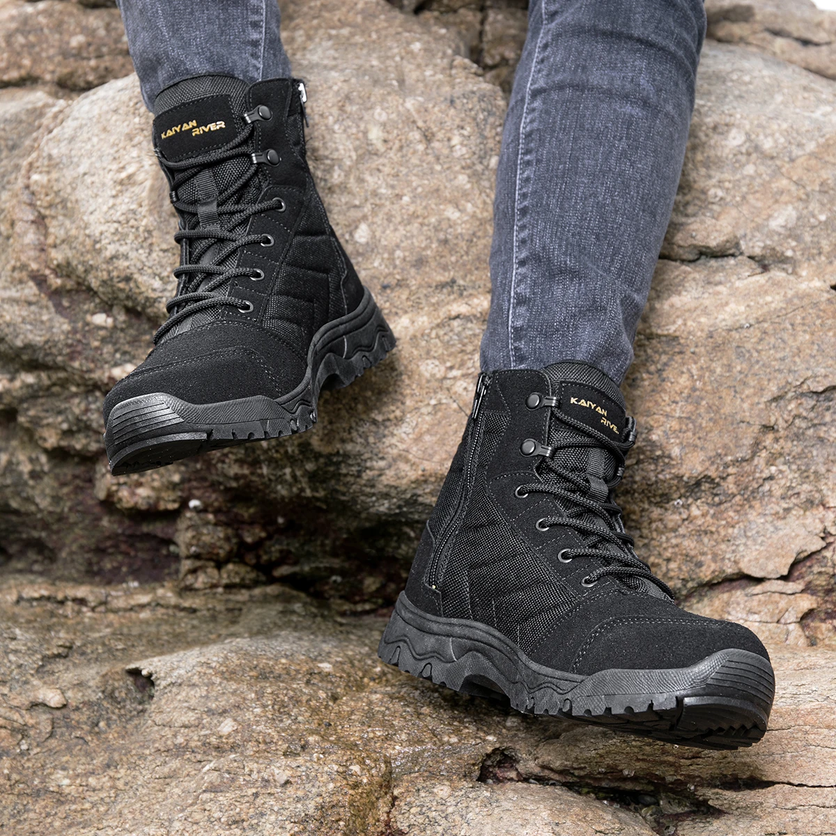 

Зимние мужские походные ботинки, уличные мужские зимние ботинки, сохраняющие тепло, нескользящая замшевая обувь для скалолазания, мужские рабочие ботинки, мужские повседневные кроссовки