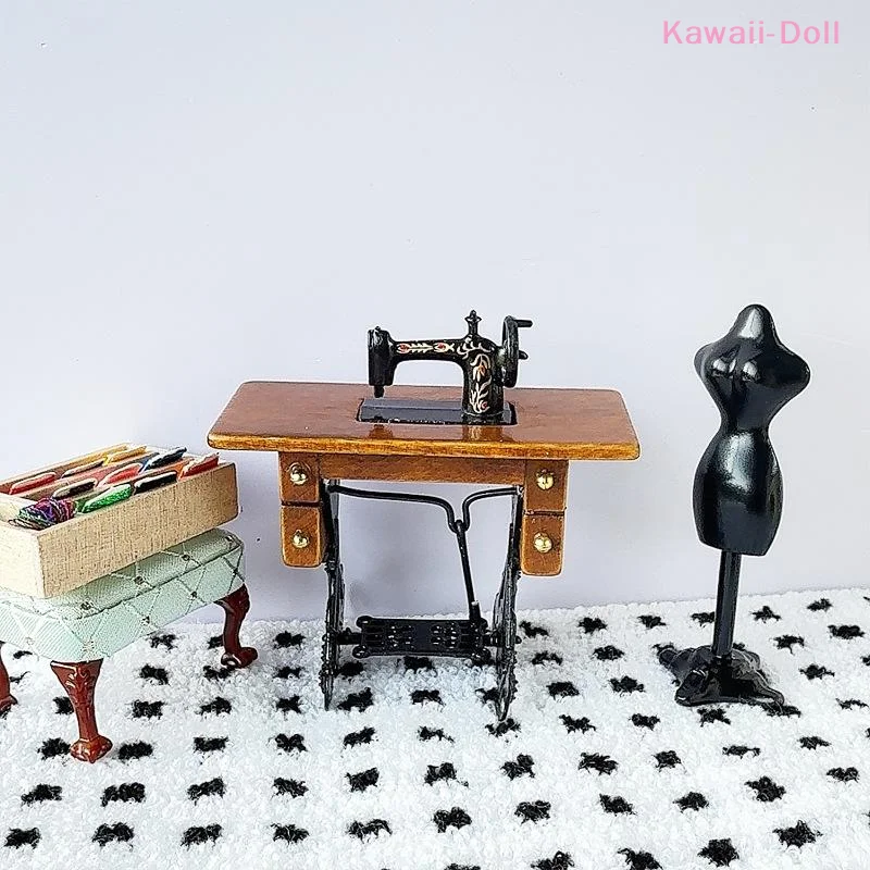 Obrázek 4: 1ks 1:12 mini simulace nábytek šicí stroj domeček pro panenky modelka miniaturní DIY příslušenství domácí dekorace