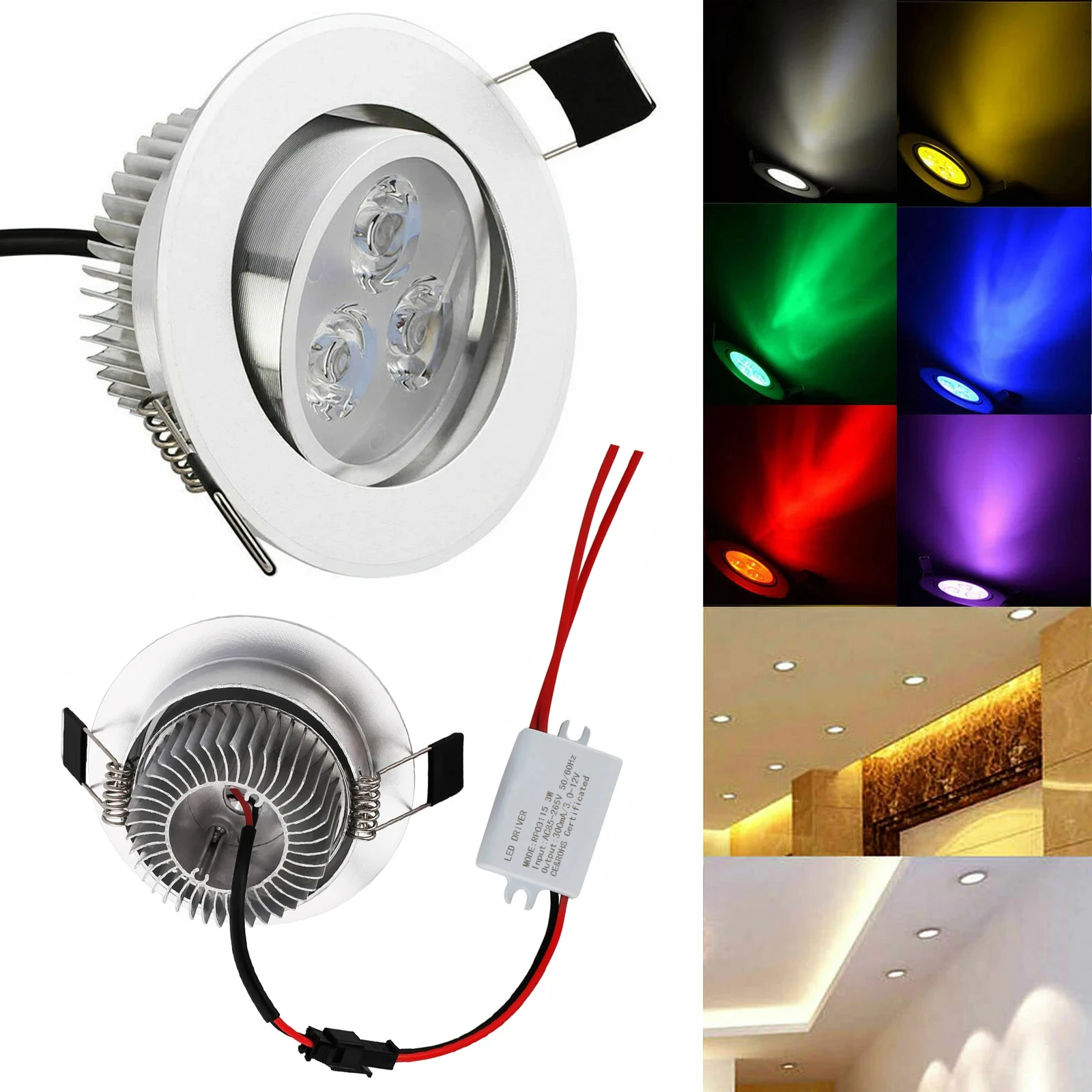 

8 Colors 6W LED Recessed Ceiling Downlight Ultra Bright Lamp AC 220V 110V with Driver Down Light Spotlight for Home Hotel Decor