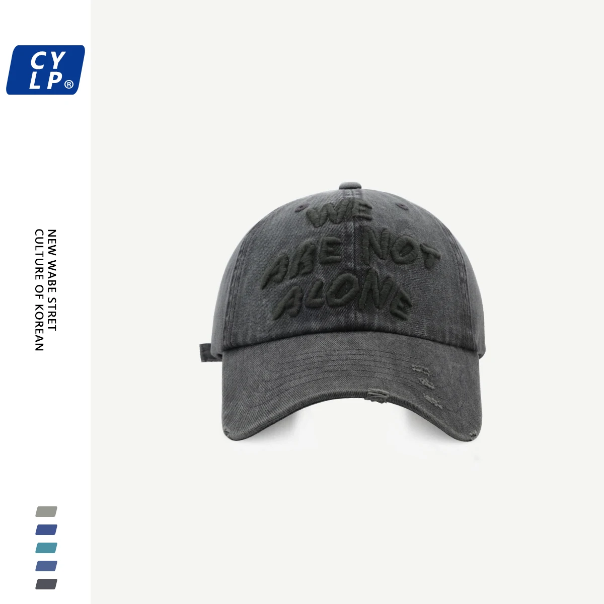 

Letter Embroidery Baseball Cap Men and Women Same Style Korean Street Retro Make Old Ripped Washed Peaked Cap