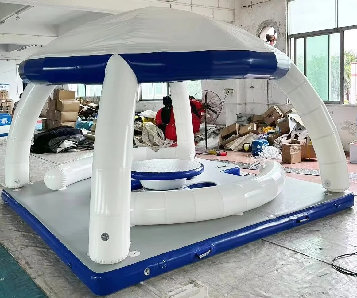 High Quality Drop Stitch Inflatable Pool bar Floating Island Beach Pool bar Tent for Sale