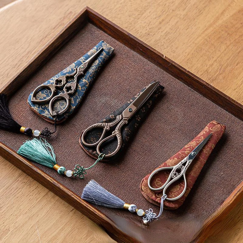 Tijera pequeña para ceremonia del té, accesorios para la ceremonia del té del hogar, cuchillo cortado en papel hecho a mano, bolsita de té de acero inoxidable