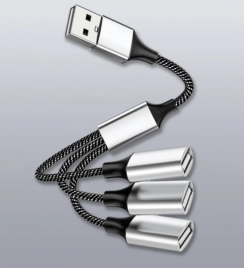 0.5m/1m Nylon braid 4 Port USB HUB OTG Adapter Data Transfer Station USB extension Cable for PC Laptop Keyboard mouse Desktop