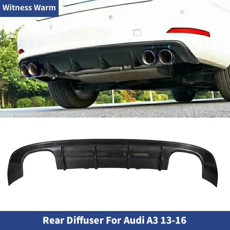 Carbon Fiber Frp Rear Diffuser Lip Spoiler for Audi A3 Sportback 2013-2016 Four Outlet Exhaust