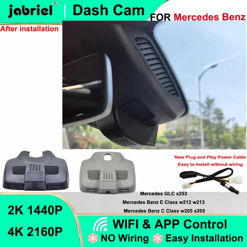

Видеорегистратор 4K Wi-Fi Jabriel для Mercedes-Benz E-класса W212 W213, C-класса W205 S205, GLC X253