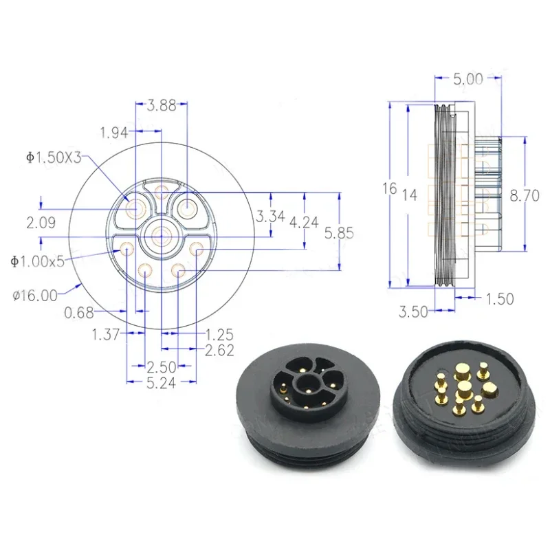 8 Pin Magnetic Connector Male Female Battery Socket Plug RJ45 Crystal Head 8P8C Power Charging Port Adapter with 1.5 Meter Cable