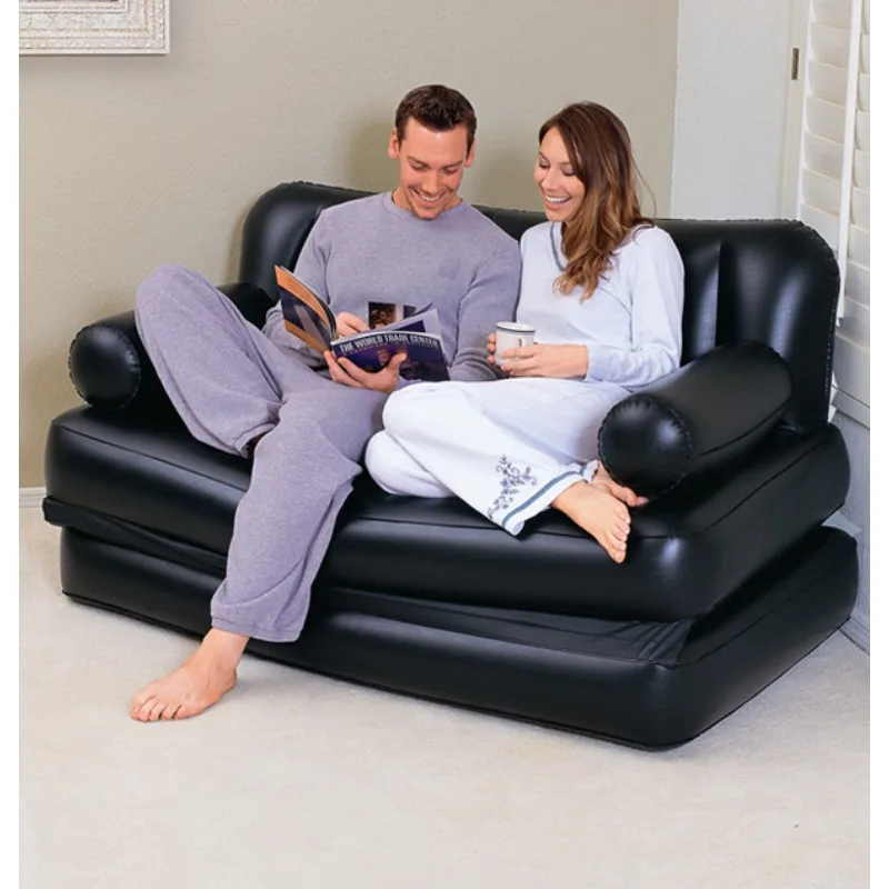 Flocking inflatable sofa, double inflatable sofa bed sofa, folding chair multi-functional lunch break bed