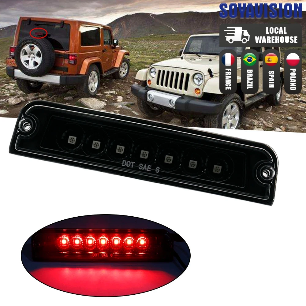 High Auto Led Taillight Rear Brake Stop Warning Lamp Light For Jeep Wrangler TJ 97-06  Red Third 3rd Brake Light Auto Accessory