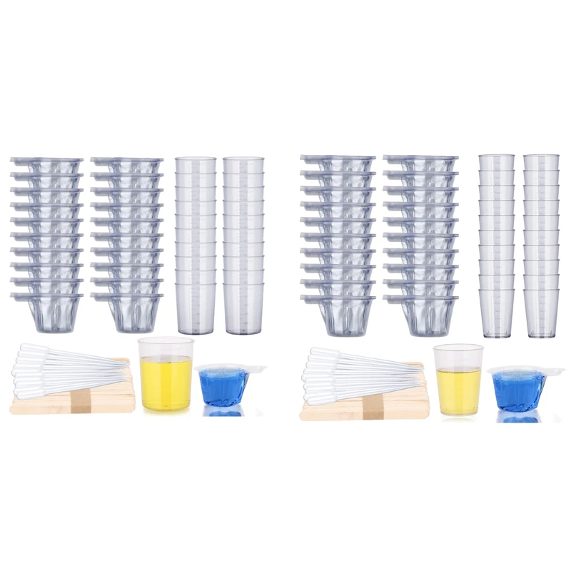 Epoxy Resin Tool Kit, 20Pack Plastic Graduated Cups, 200 Pack 40Ml Disposable Measuring Cups,10 Pack 15Ml Droppers