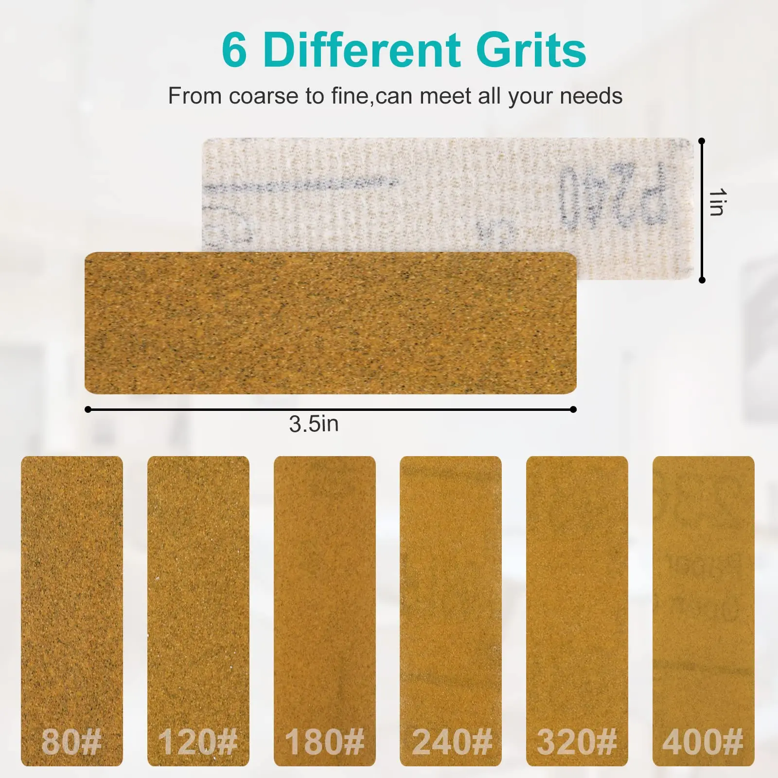 미니 사포 키트, 모듬 80 120 180 240/320 그릿, 연마 및 샌딩용, 타이트한 공간, 3.5 인치, 120 개