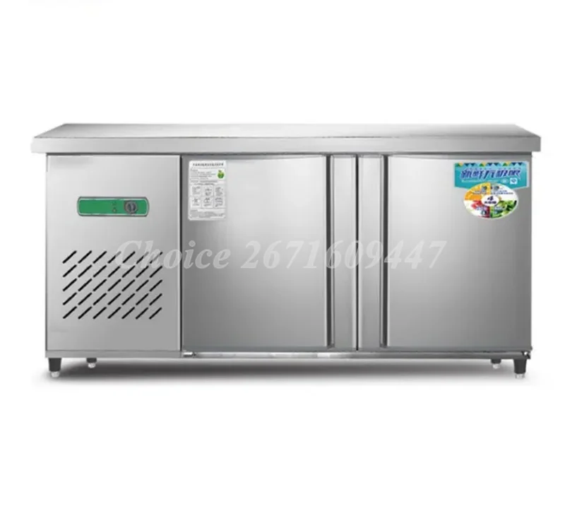 Kitchen Work Table Fridge Refrigeration Equipment Electric Refrigerator Boba Tea Counter Stainless Steel Water Bar Table