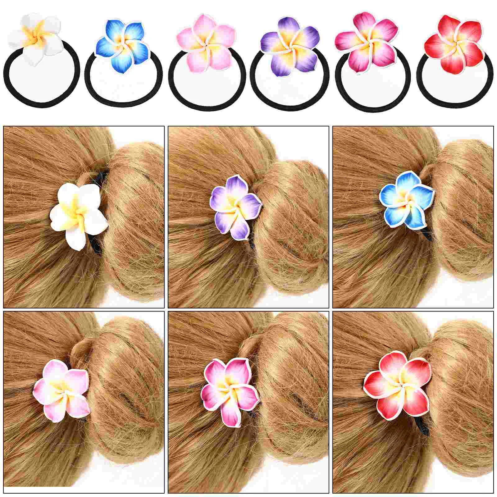 Hair Bands Plumeria Decoration Hawaiian Flower Hairband Ties Accessories Rope for Girls Elastic