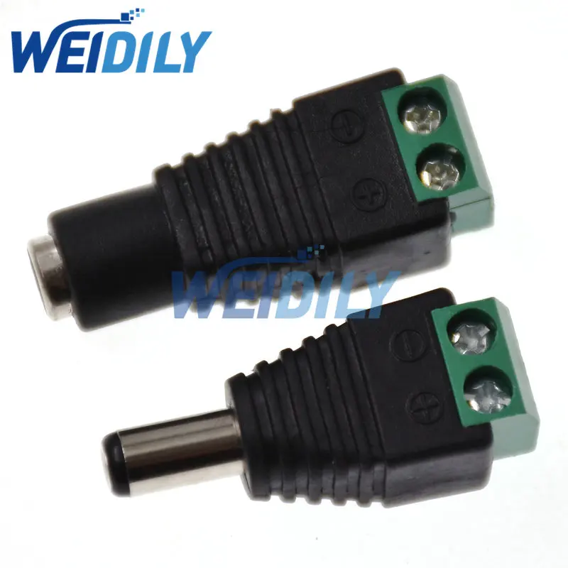 5PCS Male Female DC Power Plug 5.5x2.1mm 5.5x2.5mm 12V Jack Adapter Connector Plug CCTV Single Color LED Light New